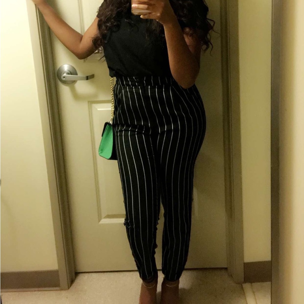 Straight black and white pants